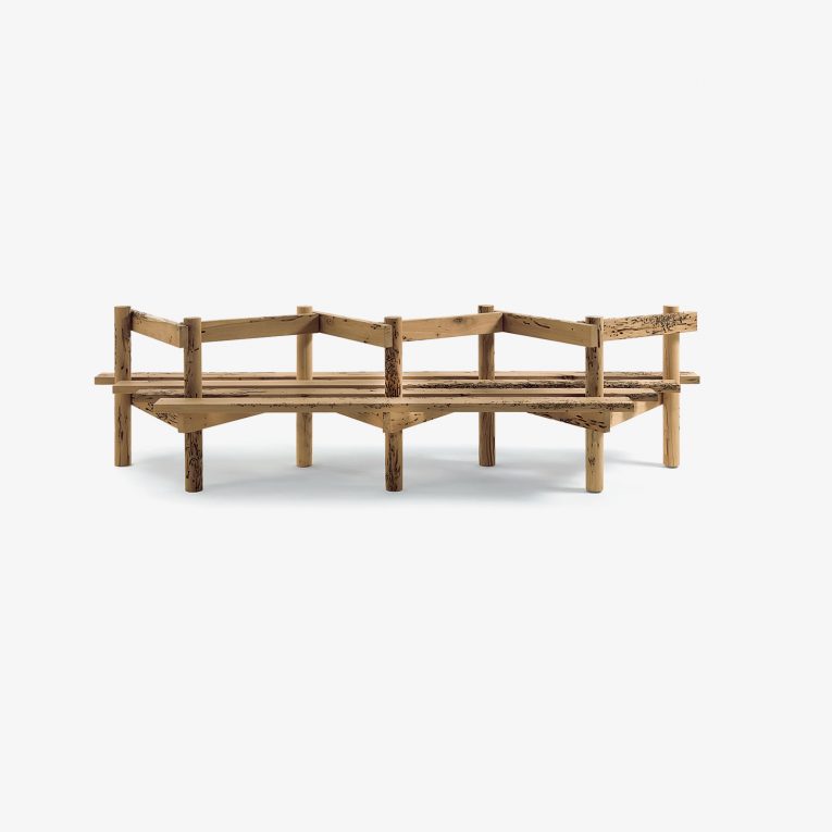 Palizzata bench in solid Briccola wood